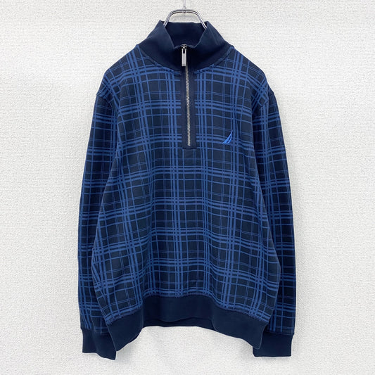 NAUTICA　ノーティカ　ハーフジップスウェット/トレーナー　チェック柄　青　ブルー　Mサイズ