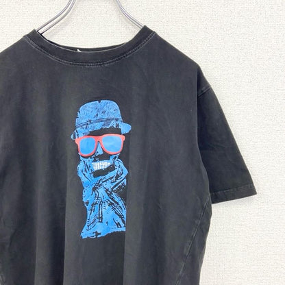 古着 used　Fashion Castle　半袖プリントTシャツ　スカル　ギャング　黒　ブラック　カジュアルデザイン　XLサイズ