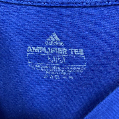 古着 used　adidas アディダス　半袖プリントTシャツ　野球　クルーネック　レトロデザイン　青　ブルー　Mサイズ