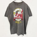 古着 used　GAME ON ゲーム オン　半袖プリントTシャツ　サンタ　ビール　カジュアルデザイン　レトロ　薄茶色　Lサイズ