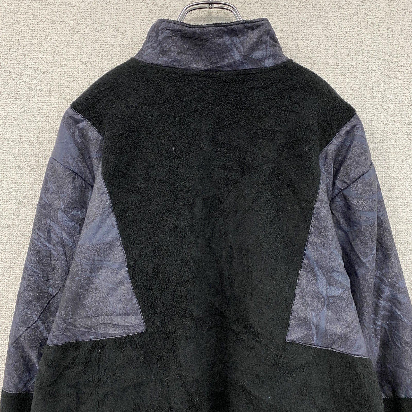 TSU　ハーフボタンフリースプルオーバー　切替デザイン　黒　ブラック　