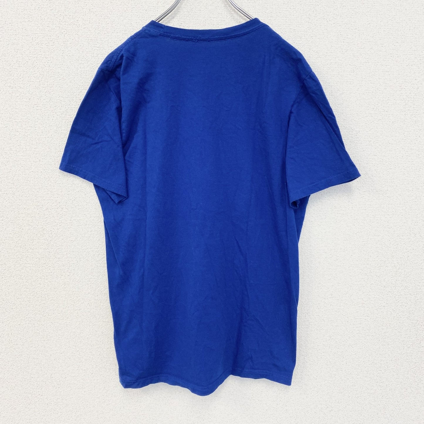 古着 used　adidas アディダス　半袖プリントTシャツ　野球　クルーネック　レトロデザイン　青　ブルー　Mサイズ