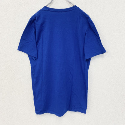 古着 used　adidas アディダス　半袖プリントTシャツ　野球　クルーネック　レトロデザイン　青　ブルー　Mサイズ