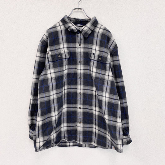 Carhartt　カーハート　長袖ネルシャツ　フラップポケット　マルチチェック　チャコールグレー　2XLサイズ