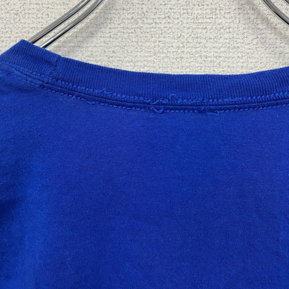 古着 used　adidas アディダス　半袖プリントTシャツ　野球　クルーネック　レトロデザイン　青　ブルー　Mサイズ