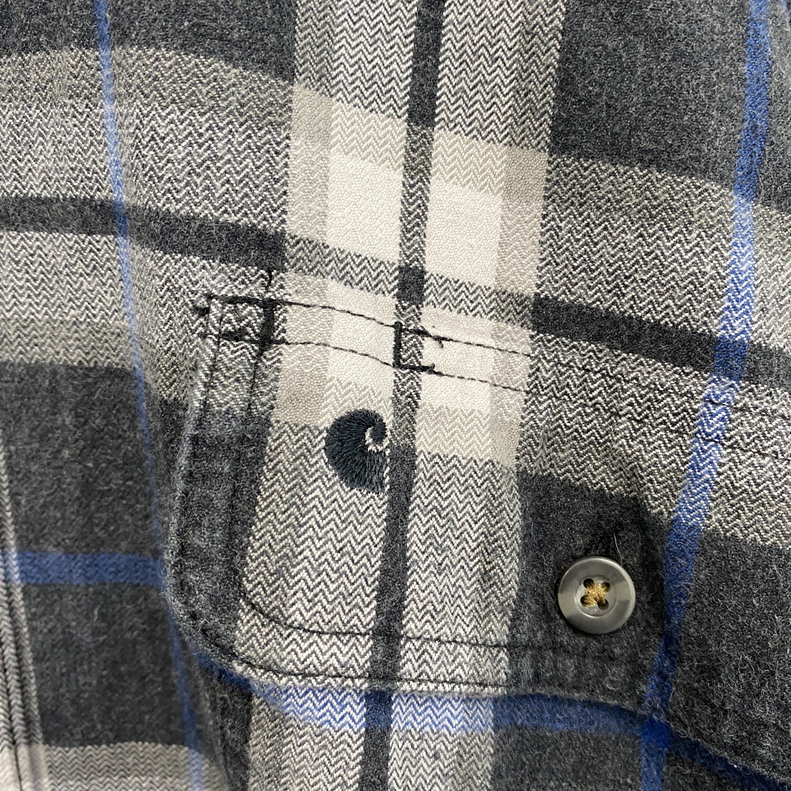 Carhartt　カーハート　長袖ネルシャツ　フラップポケット　マルチチェック　チャコールグレー　2XLサイズ