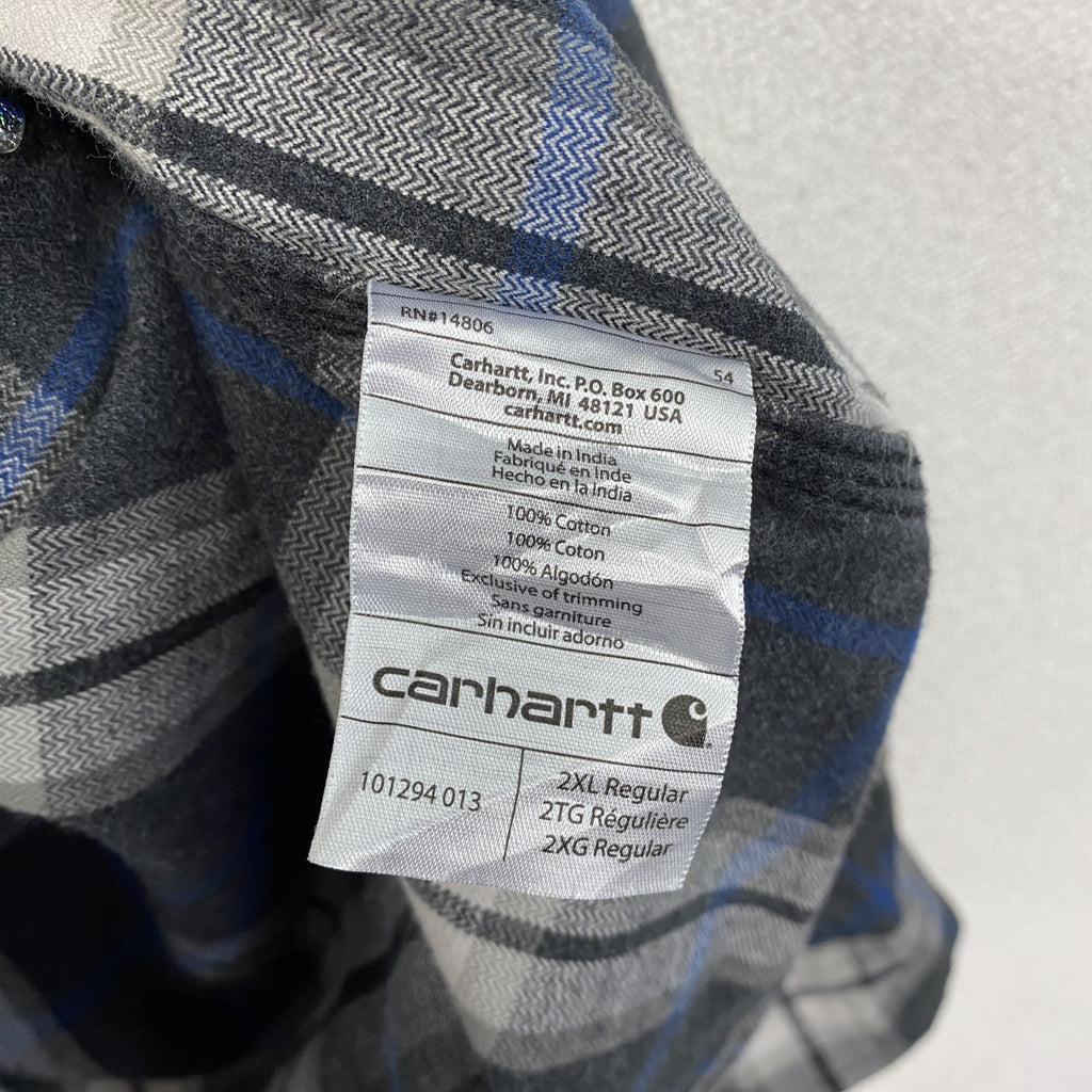 Carhartt　カーハート　長袖ネルシャツ　フラップポケット　マルチチェック　チャコールグレー　2XLサイズ