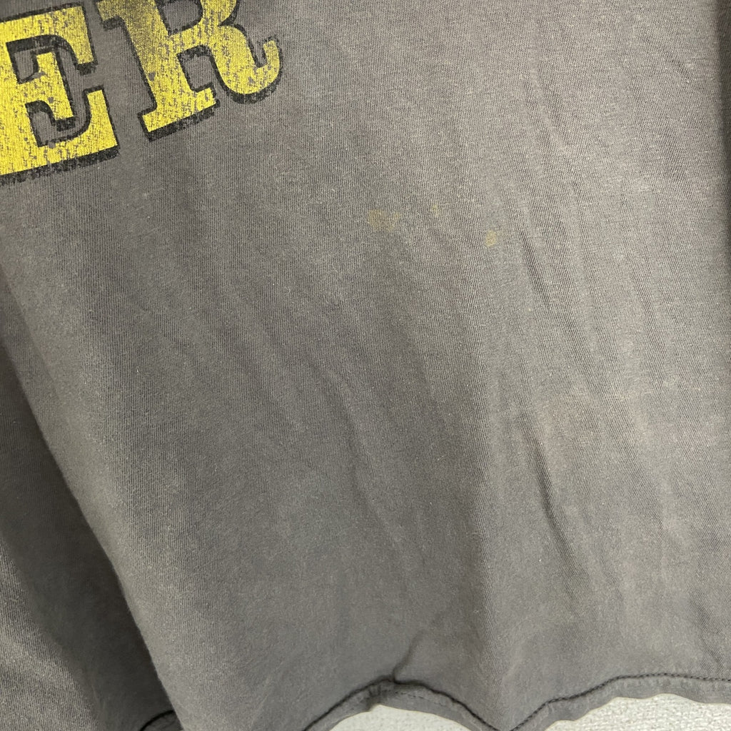 古着 used　GAME ON ゲーム オン　半袖プリントTシャツ　サンタ　ビール　カジュアルデザイン　レトロ　薄茶色　Lサイズ