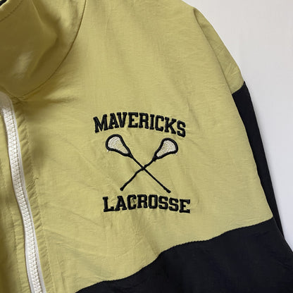 古着 used　Boathouse　長袖ハーフジップナイロンプルオーバー　ラクロス　レトロ　ハイネック　黒　ベージュ　Sサイズ