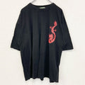 古着 used　NATIONAL OPTION　半袖プリントTシャツ　ドラゴン　龍　レトロ　春夏服　黒　クルーネック　XLサイズ