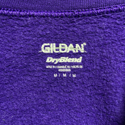古着 used　GILDAN　ギルダン　長袖クルーネックプリントスウェット　トレーナー　CROSSCOURT　紫　Mサイズ