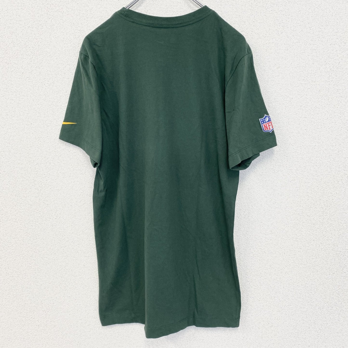 古着 used　NIKE ナイキ　半袖プリントTシャツ　スウッシュマーク　グリーン パッカーズ　アメフト　緑　Lサイズ