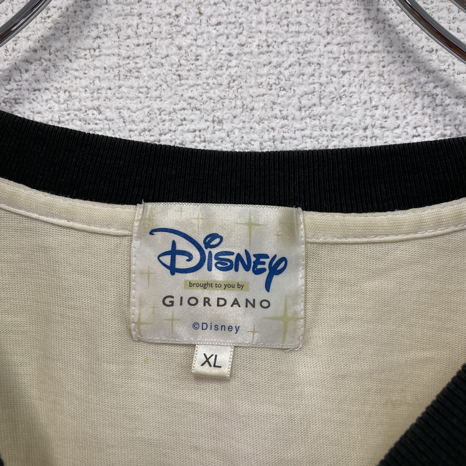 Disney　ディズニー　Mickey Mouse　ミッキーマウス　半袖キャラクターTシャツ　リンガーT　白　ホワイト　XLサイズ