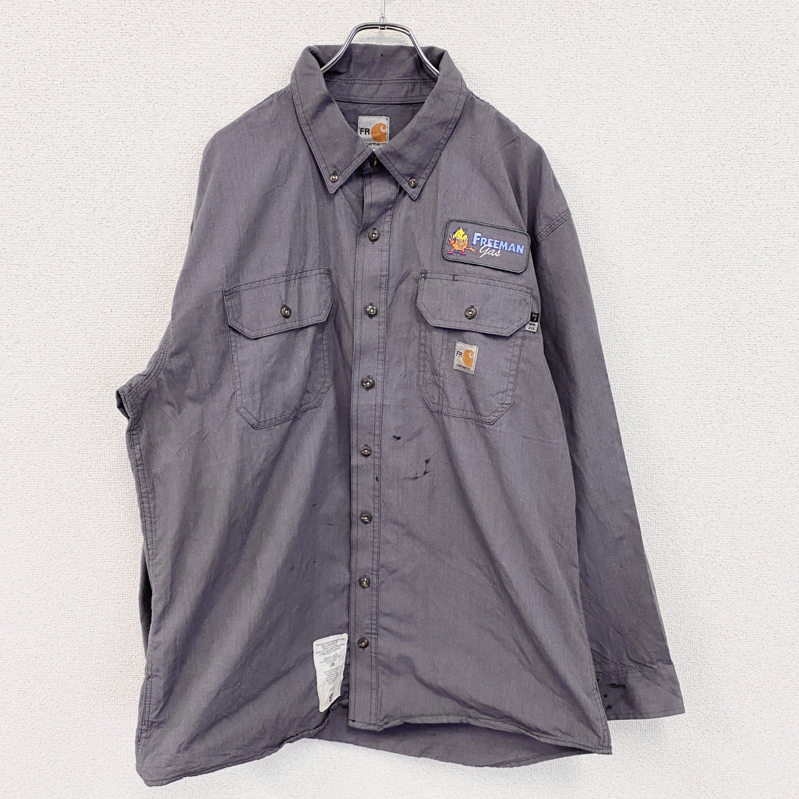 Carhartt　カーハート　長袖ワークシャツ　ボタンダウンシャツ　FR　灰色　グレー　Lサイズ