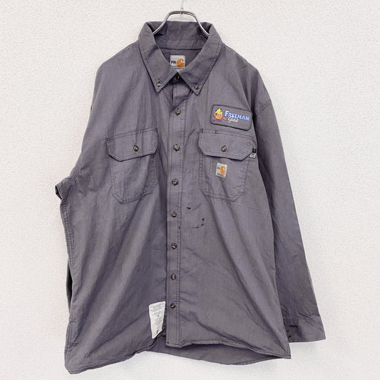 Carhartt　カーハート　長袖ワークシャツ　ボタンダウンシャツ　FR　灰色　グレー　Lサイズ