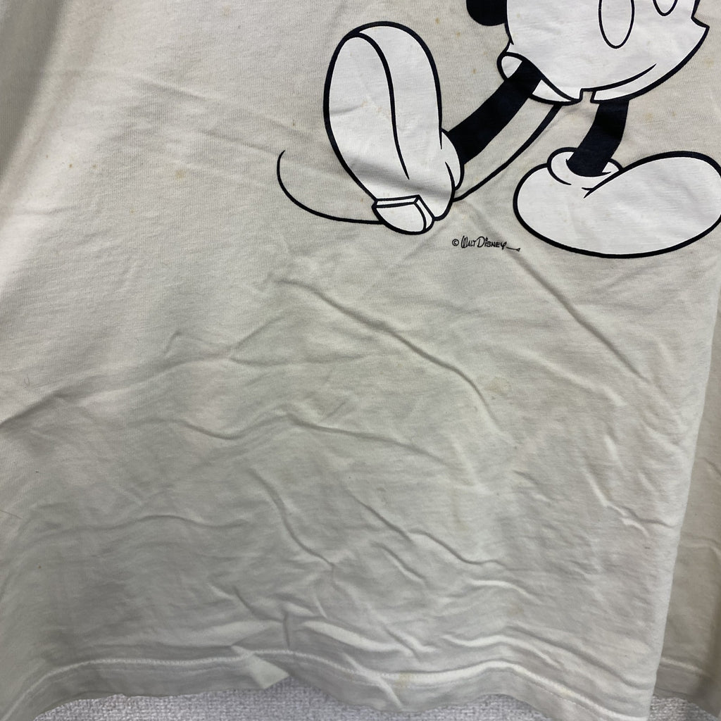 Disney　ディズニー　Mickey Mouse　ミッキーマウス　半袖キャラクターTシャツ　リンガーT　白　ホワイト　XLサイズ
