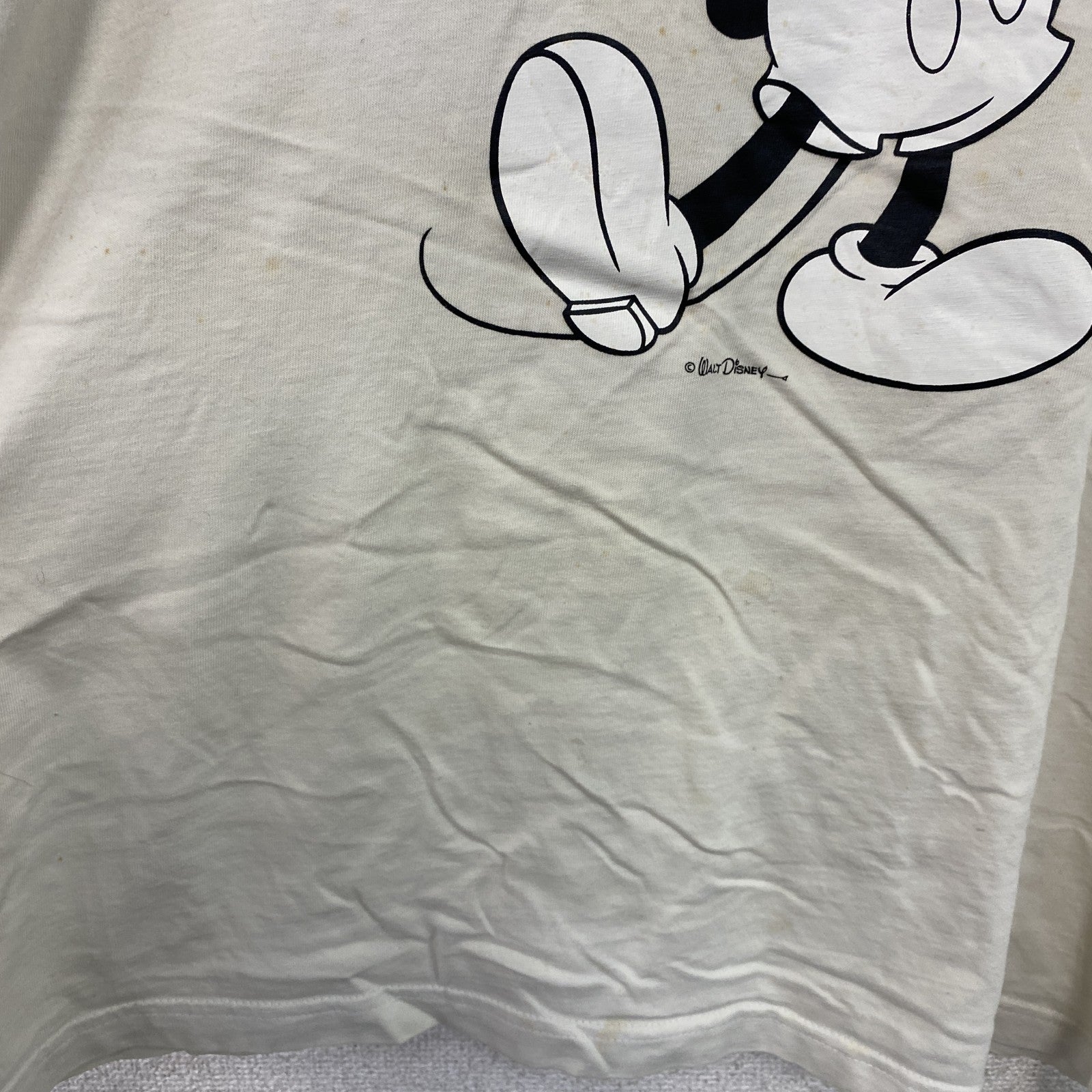 Disney　ディズニー　Mickey Mouse　ミッキーマウス　半袖キャラクターTシャツ　リンガーT　白　ホワイト　XLサイズ