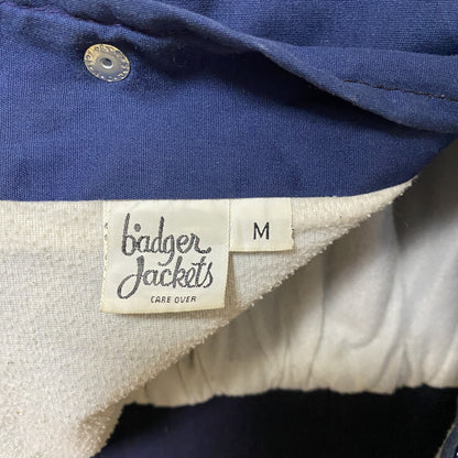 古着 used　Badger Jackets　長袖アニマル刺繍ジャケット　バックデザイン　ブルゾン　ネイビー　紺　レトロ　Mサイズ