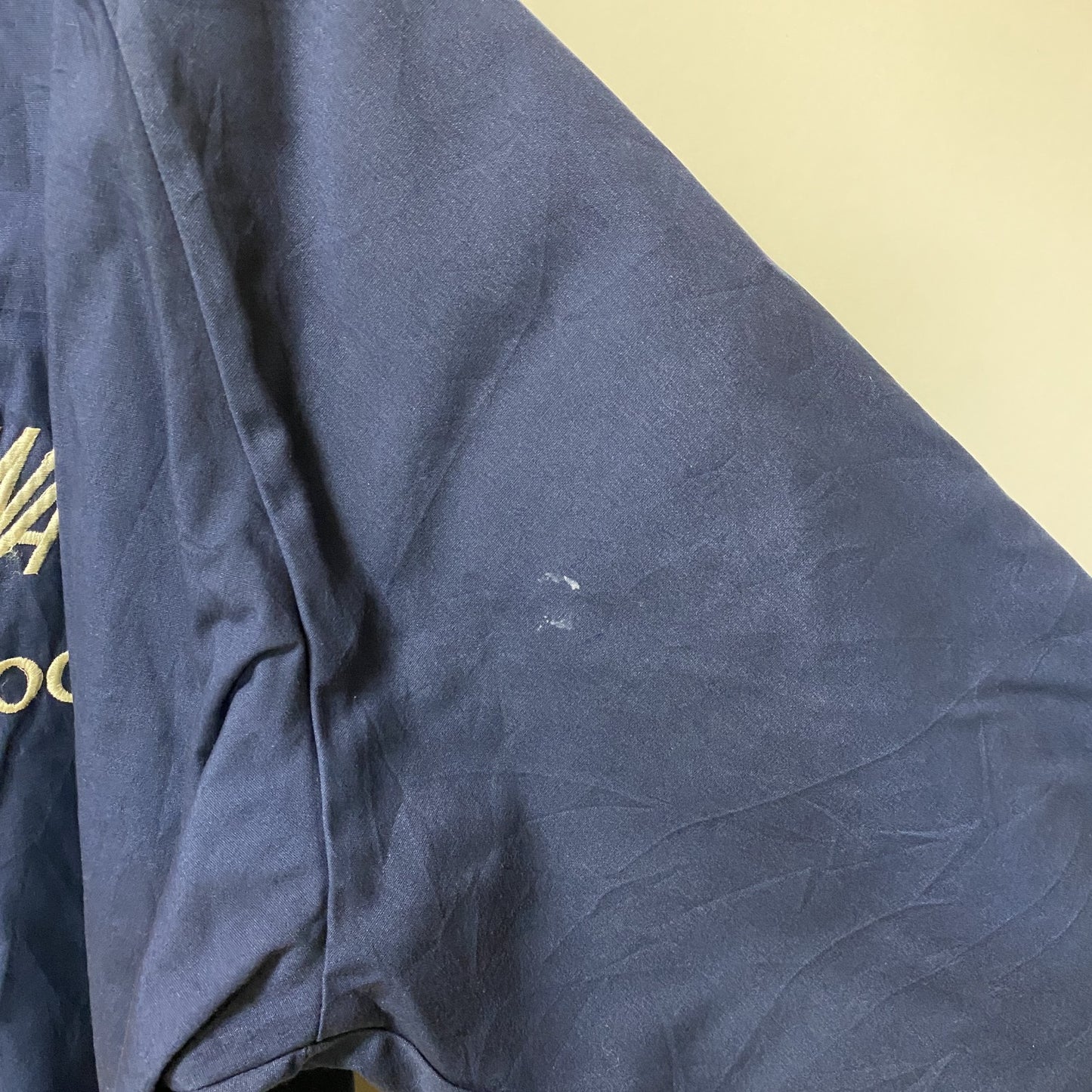 古着 used　Badger Jackets　長袖アニマル刺繍ジャケット　バックデザイン　ブルゾン　ネイビー　紺　レトロ　Mサイズ