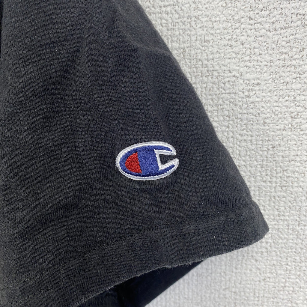 古着 used　champion　チャンピオン　半袖プリントTシャツ　ドメーヌ・セリーヌ　レトロ　ブラック　黒　Mサイズ
