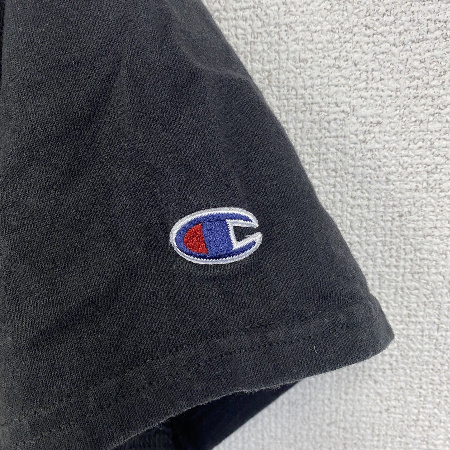 古着 used　champion　チャンピオン　半袖プリントTシャツ　ドメーヌ・セリーヌ　レトロ　ブラック　黒　Mサイズ