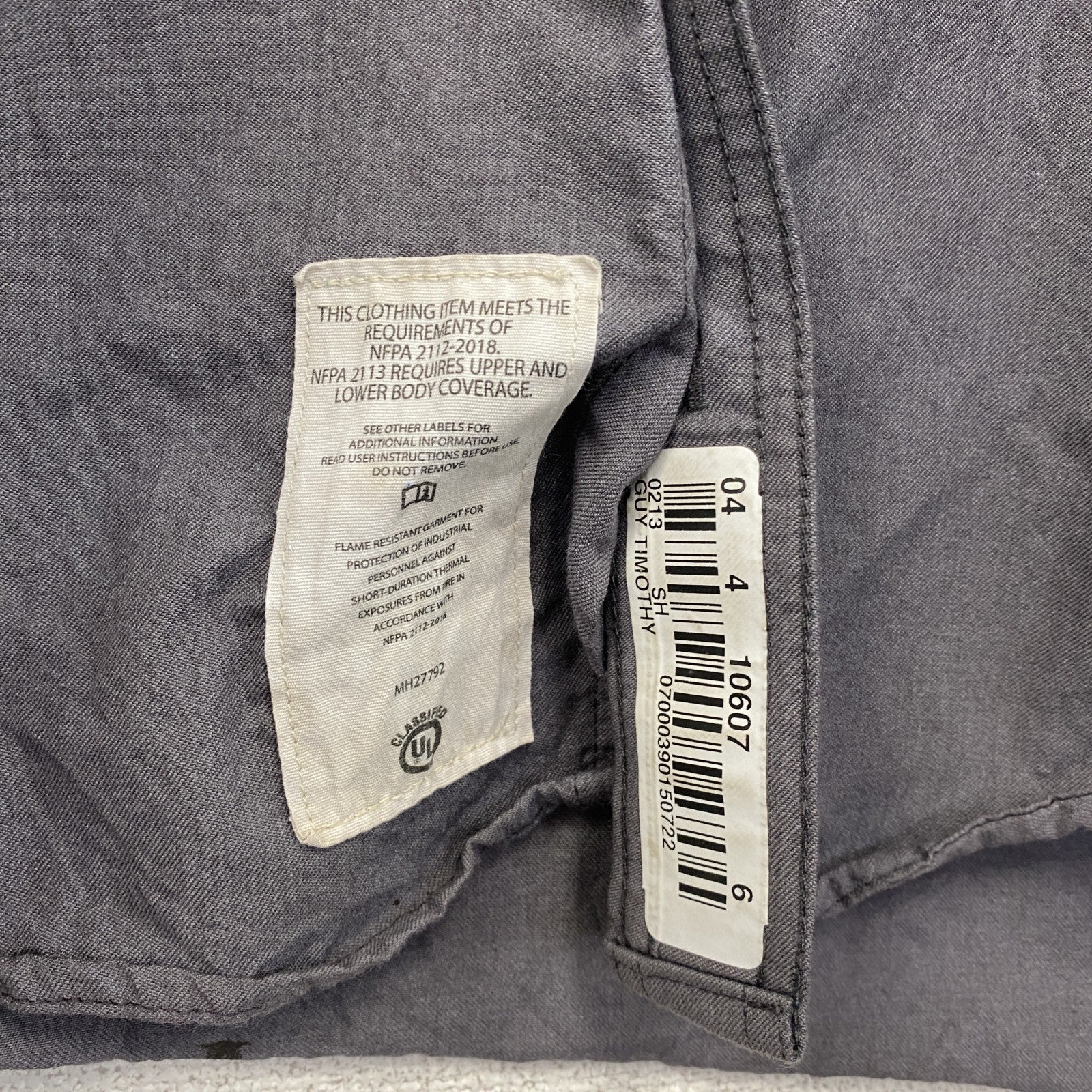 Carhartt　カーハート　長袖ワークシャツ　ボタンダウンシャツ　FR　灰色　グレー　Lサイズ