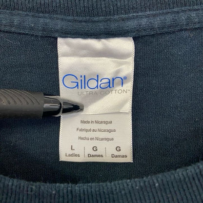 古着 used　GILDAN ギルダン　半袖プリントTシャツ　個性的デザイン　レトロ　春夏服　黒　カジュアルデザイン　Lサイズ