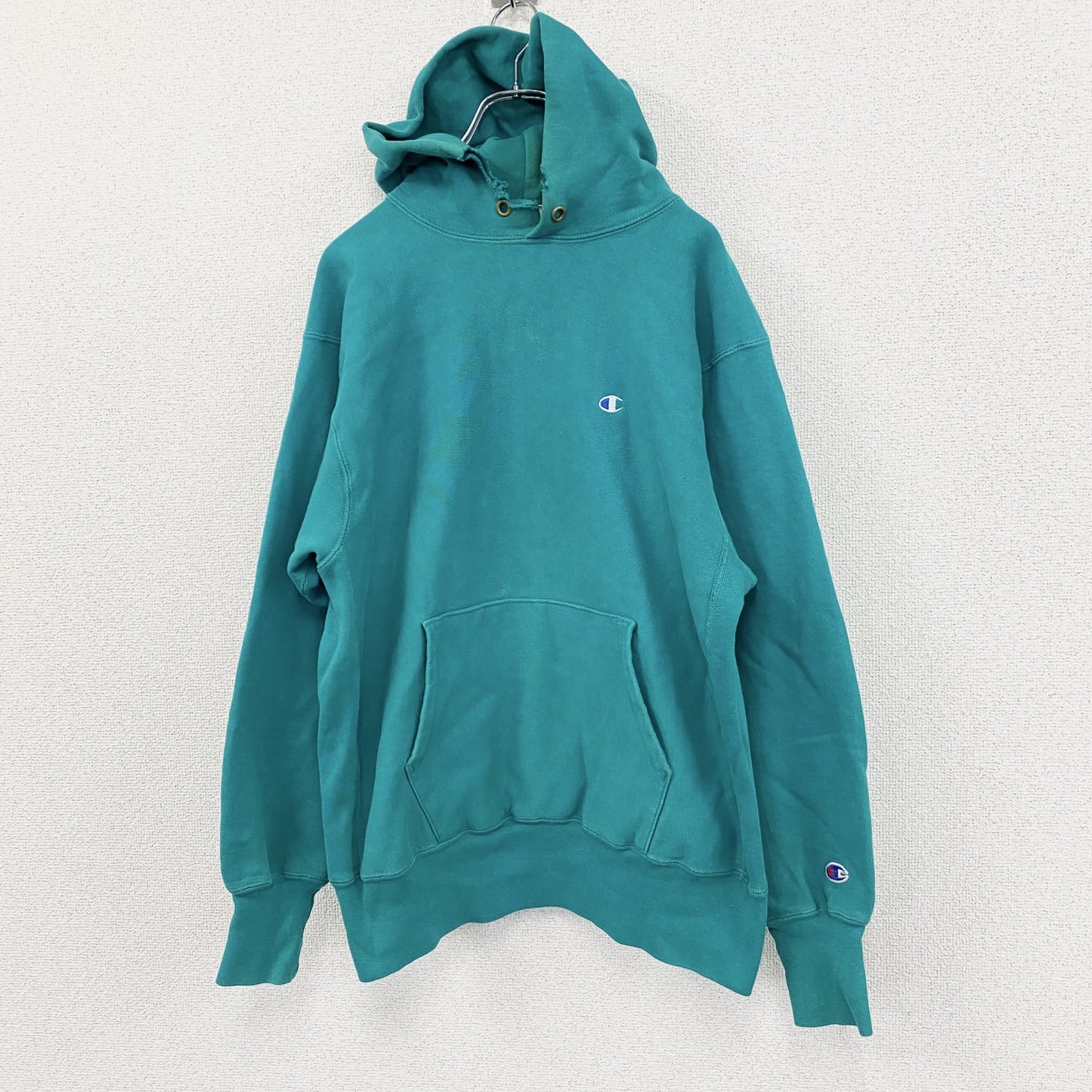 90s　Champion　チャンピオン　リバースウィーブ　スウェットパーカー/フーディー　ターコイズブルー　XLサイズ