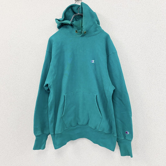 90s　Champion　チャンピオン　リバースウィーブ　スウェットパーカー/フーディー　ターコイズブルー　XLサイズ