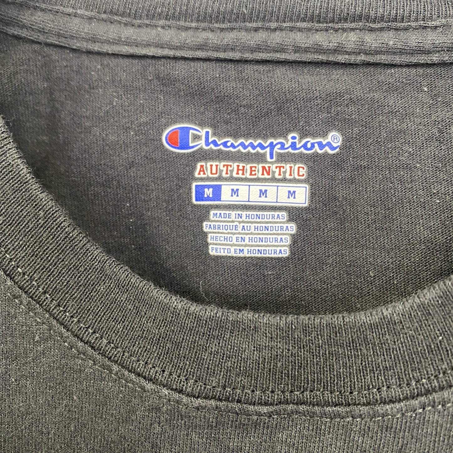 古着 used　champion　チャンピオン　半袖プリントTシャツ　ドメーヌ・セリーヌ　レトロ　ブラック　黒　Mサイズ