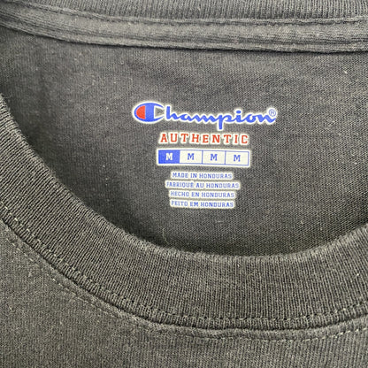 古着 used　champion　チャンピオン　半袖プリントTシャツ　ドメーヌ・セリーヌ　レトロ　ブラック　黒　Mサイズ