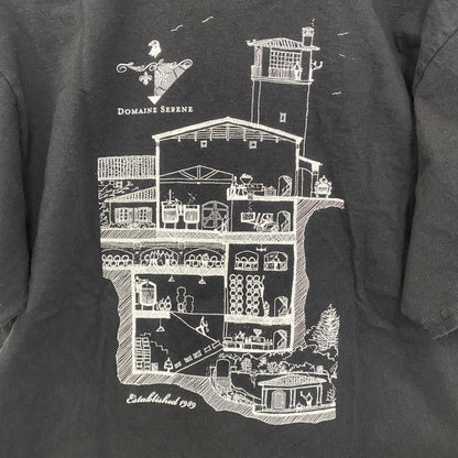古着 used　champion　チャンピオン　半袖プリントTシャツ　ドメーヌ・セリーヌ　レトロ　ブラック　黒　Mサイズ