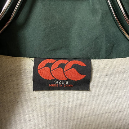 古着 used　長袖カレッジロゴナイロンジャケット　ワンポイントワッペン　ジップアップ　ハイネック　ネイビー　レトロ　Sサイズ