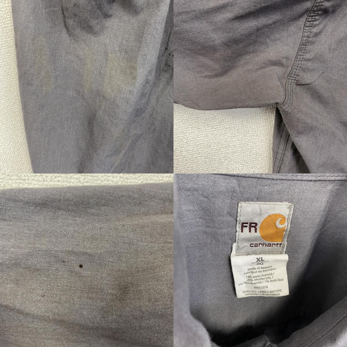 Carhartt　カーハート　長袖ワークシャツ　ボタンダウンシャツ　FR　灰色　グレー　Lサイズ