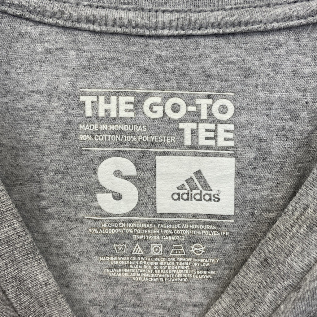 古着 used　adidas　アディダス　半袖カレッジプリントTシャツ　リン大学　BROTHER　レトロ　グレー　Sサイズ