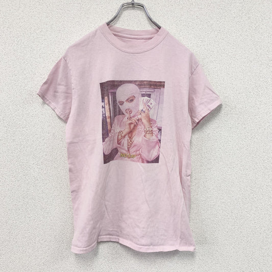 半袖プリントTシャツ　MaskTシャツ　バラクラバ　目出し帽　ピンク