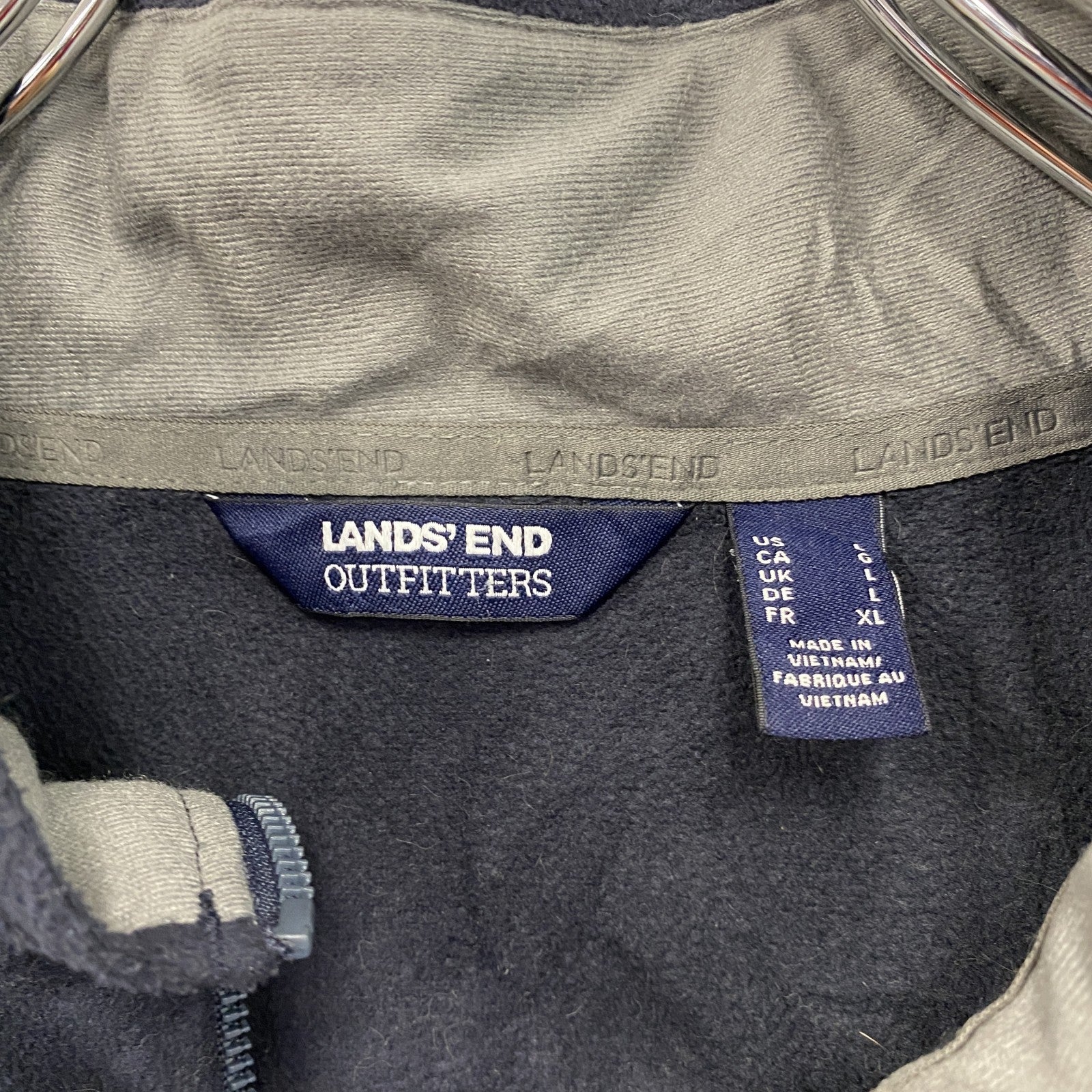 LAND’S END　ランズエンド　フルジップフリースベスト　紺　ネイビー　Lサイズ
