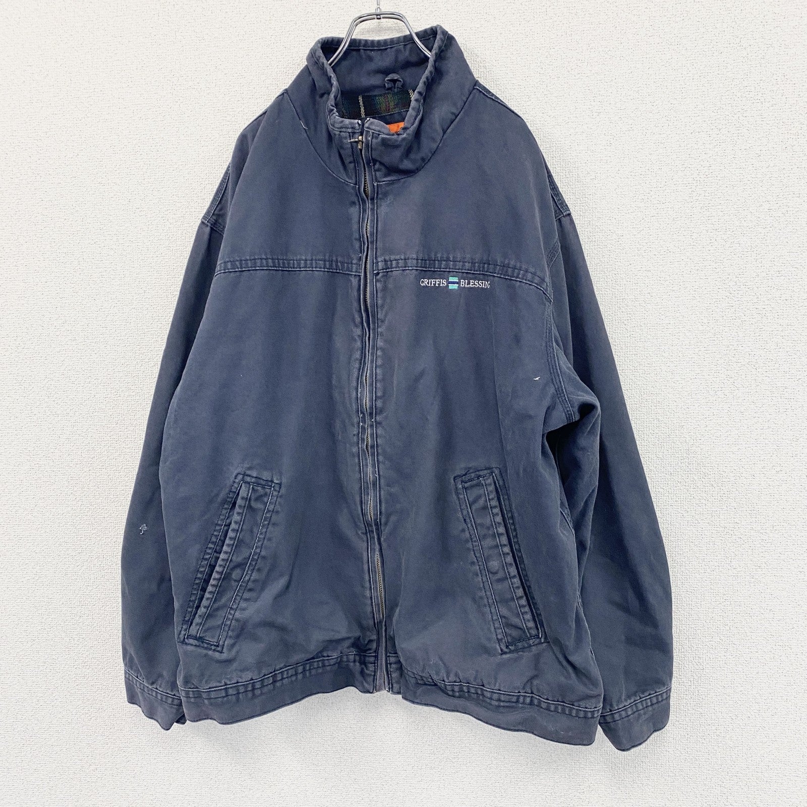 Corner stone　コーナーストーン　ダックジャケット　裏地チェック　紺　ネイビー　3XLサイズ
