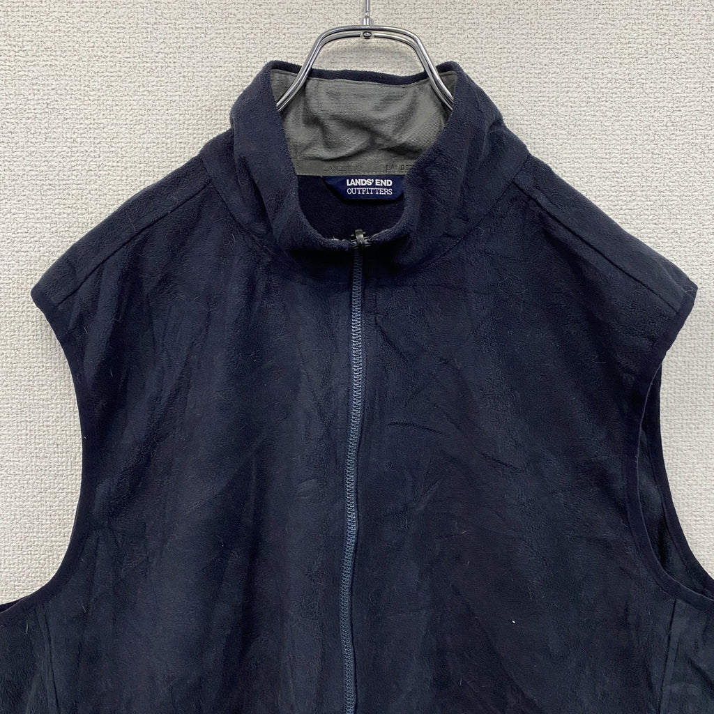 LAND’S END　ランズエンド　フルジップフリースベスト　紺　ネイビー　Lサイズ