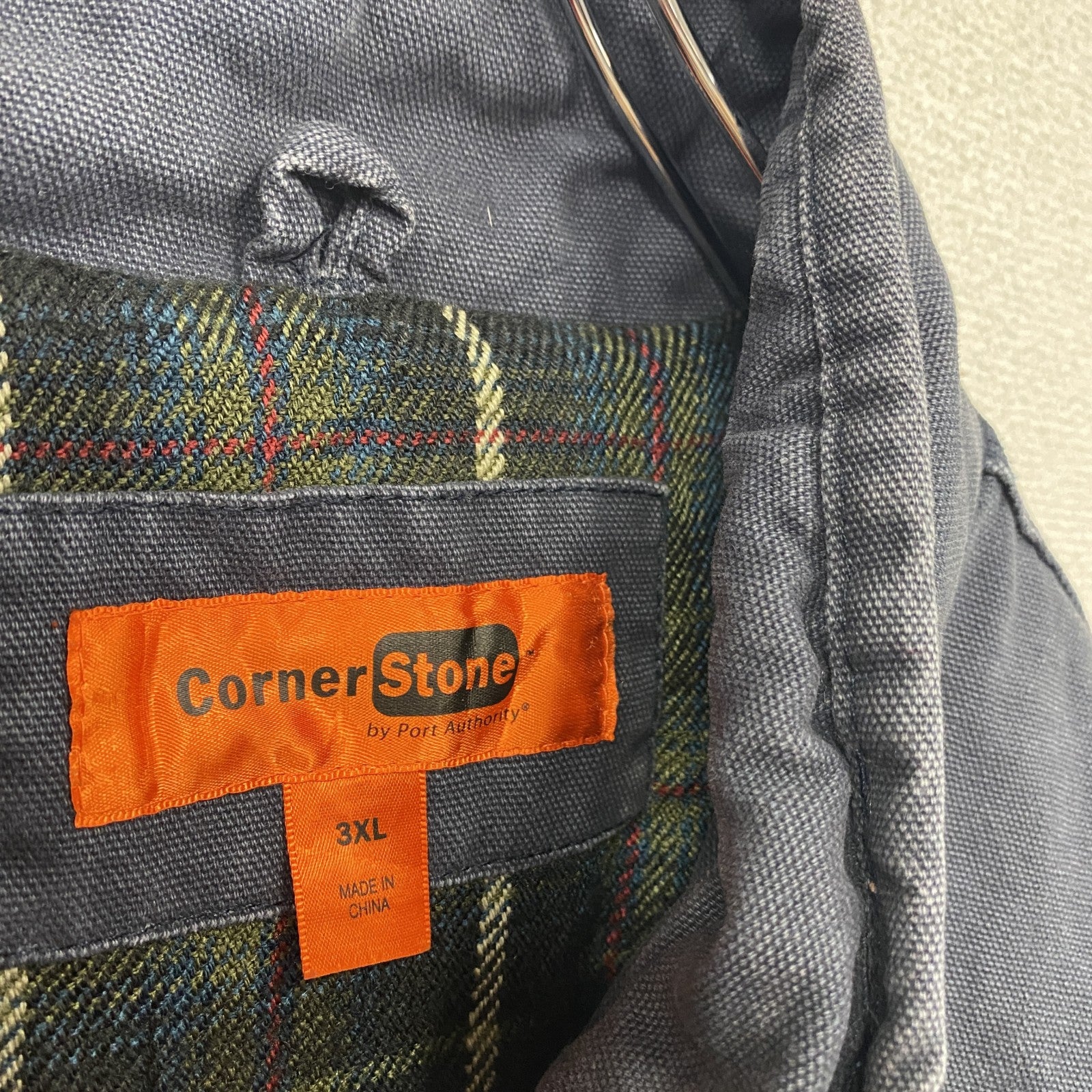 Corner stone　コーナーストーン　ダックジャケット　裏地チェック　紺　ネイビー　3XLサイズ