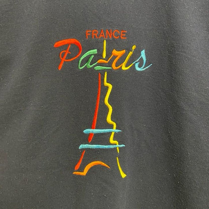 ～90s　ロゴ刺繍スウェット/トレーナー　ヴィンテージ　フランス　パリ　エッフェル塔　ネイビー　秋冬服　Lサイズ