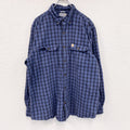 Carhartt　カーハート　長袖ボタンダウンシャツ　チェック柄　青　ブルー　XLサイズ