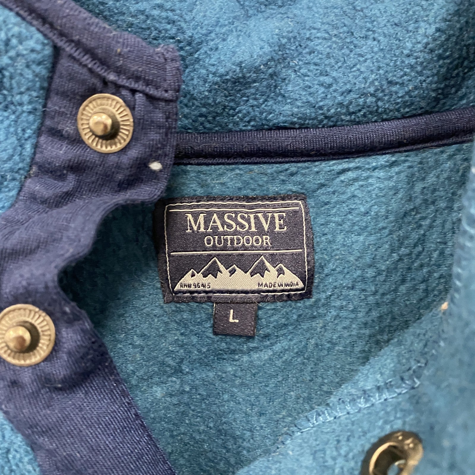 MASSIVE OUTDOOR　シンチラスナップTタイプ　フリースプルオーバー　バイカラー　青　ブルー　黄色　イエロー　Lサイズ