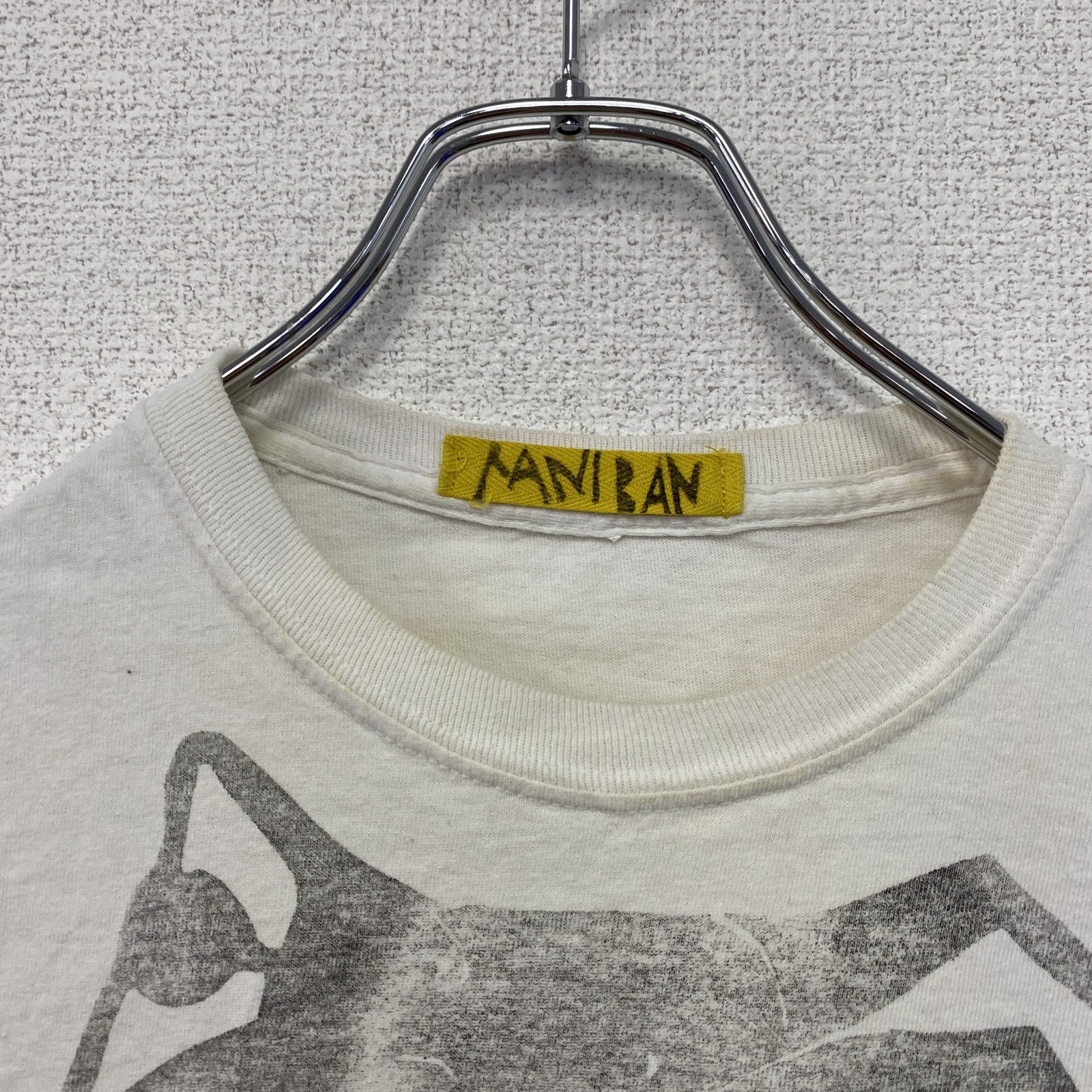 MANIBAN　半袖プリントTシャツ　人物T　白　ホワイト