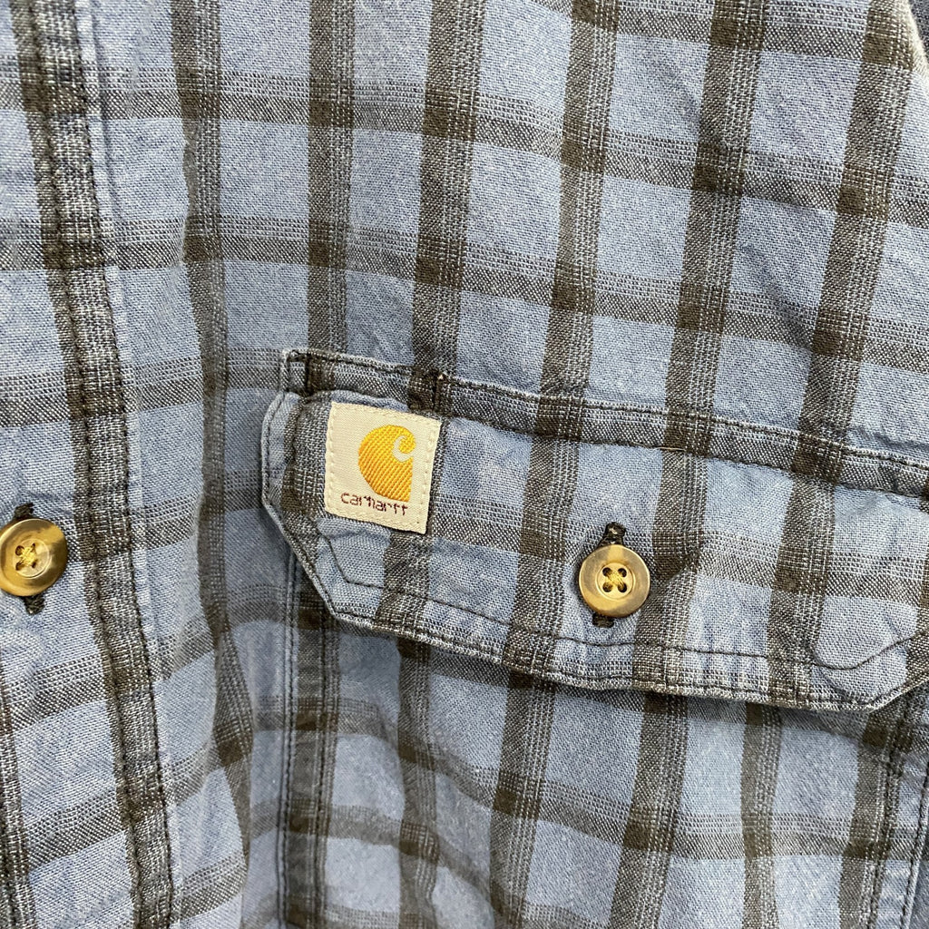 Carhartt　カーハート　長袖ボタンダウンシャツ　チェック柄　青　ブルー　XLサイズ