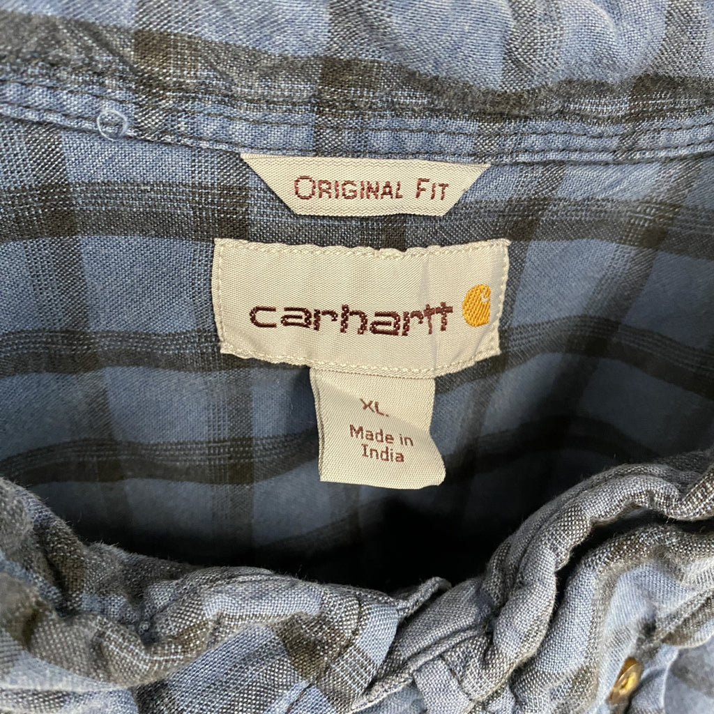 Carhartt　カーハート　長袖ボタンダウンシャツ　チェック柄　青　ブルー　XLサイズ