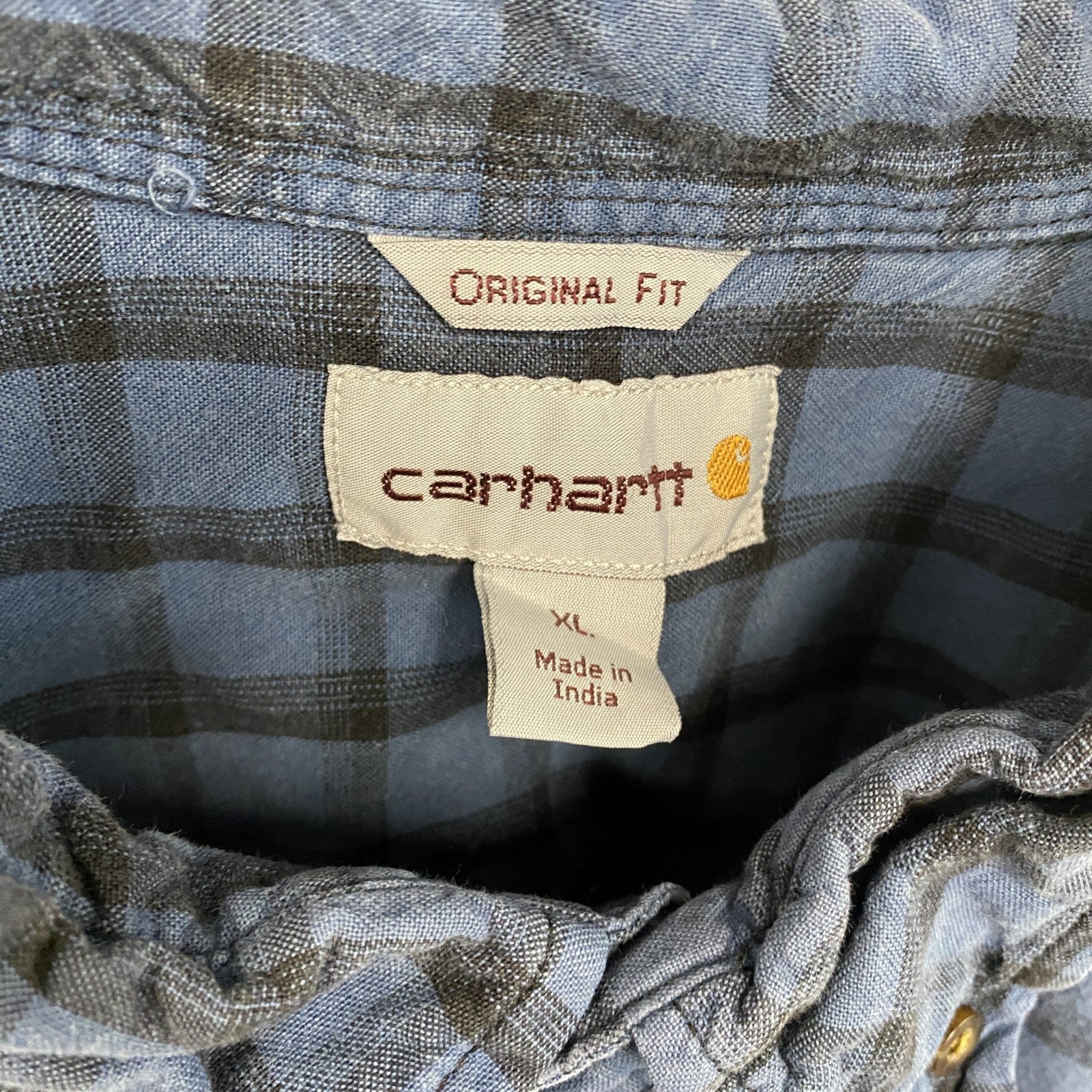 Carhartt　カーハート　長袖ボタンダウンシャツ　チェック柄　青　ブルー　XLサイズ