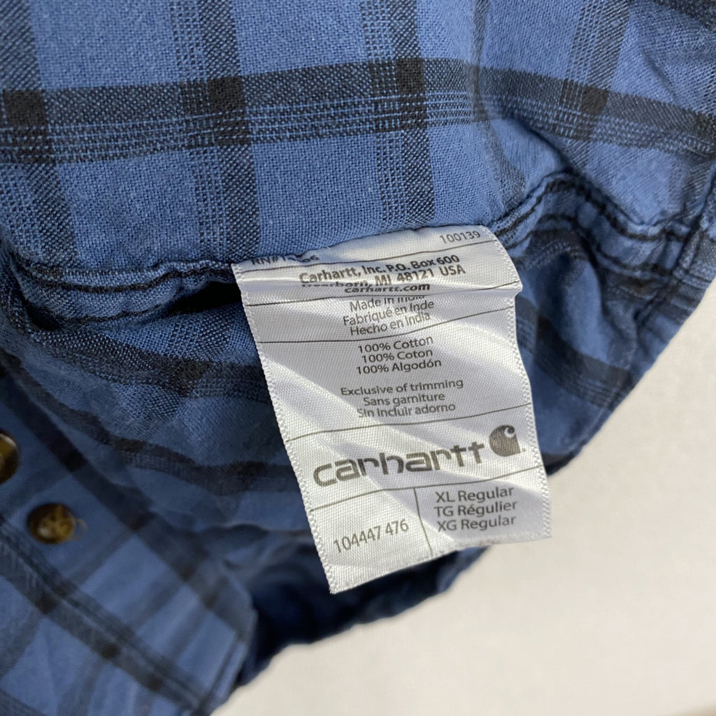 Carhartt　カーハート　長袖ボタンダウンシャツ　チェック柄　青　ブルー　XLサイズ