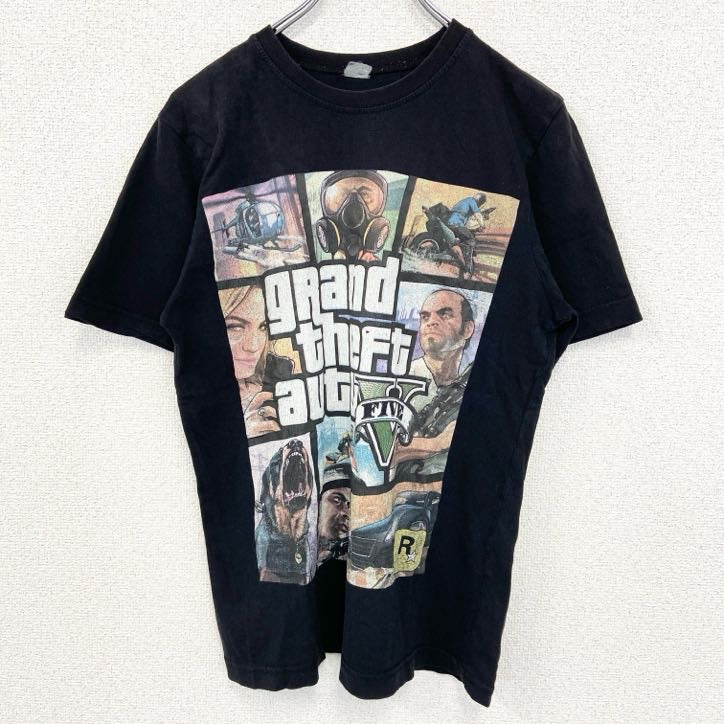 古着 used　グランド セフト オートシーリーズ　半袖ゲームTシャツ　個性的デザイン　グラセフ　GTA　プレステ　Mサイズ