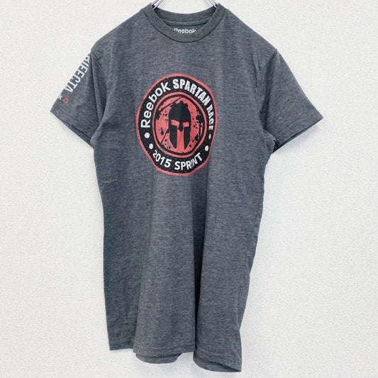 古着 used　Reebok　リーボック　半袖プリントTシャツ　スパルタンレース　フィニッシャー　2015　グレー　Sサイズ